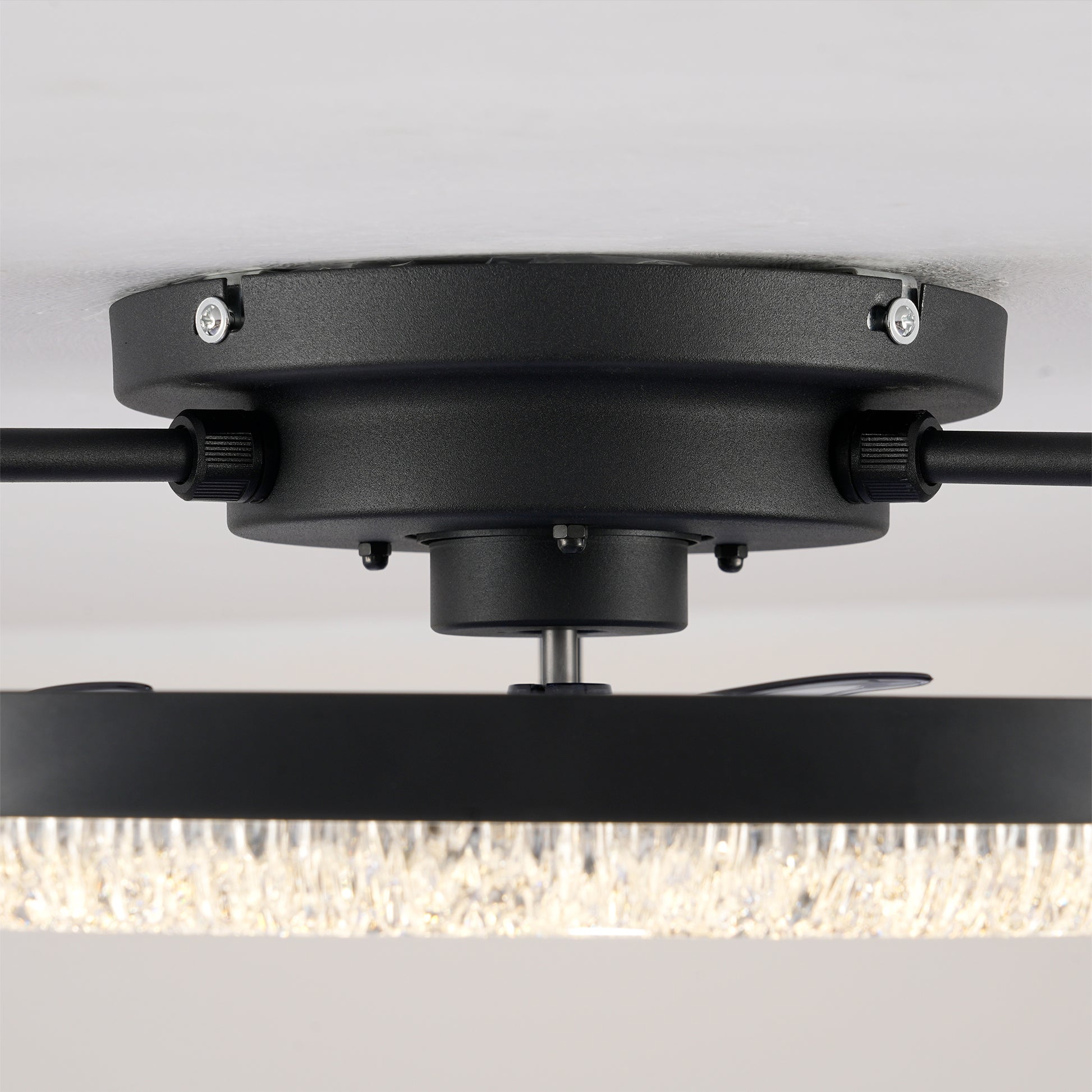 20" Matte Black Flush Mount Ceiling Fan with Dimmable LED - view 18