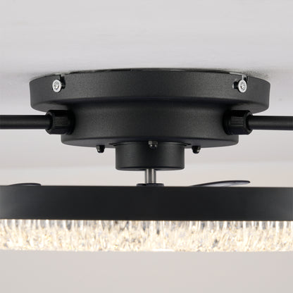 20" Matte Black Flush Mount Ceiling Fan with Dimmable LED - view 18