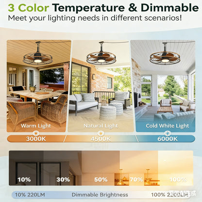 20" Matte Black Outdoor Ceiling Fan with Light and Remote - view 10