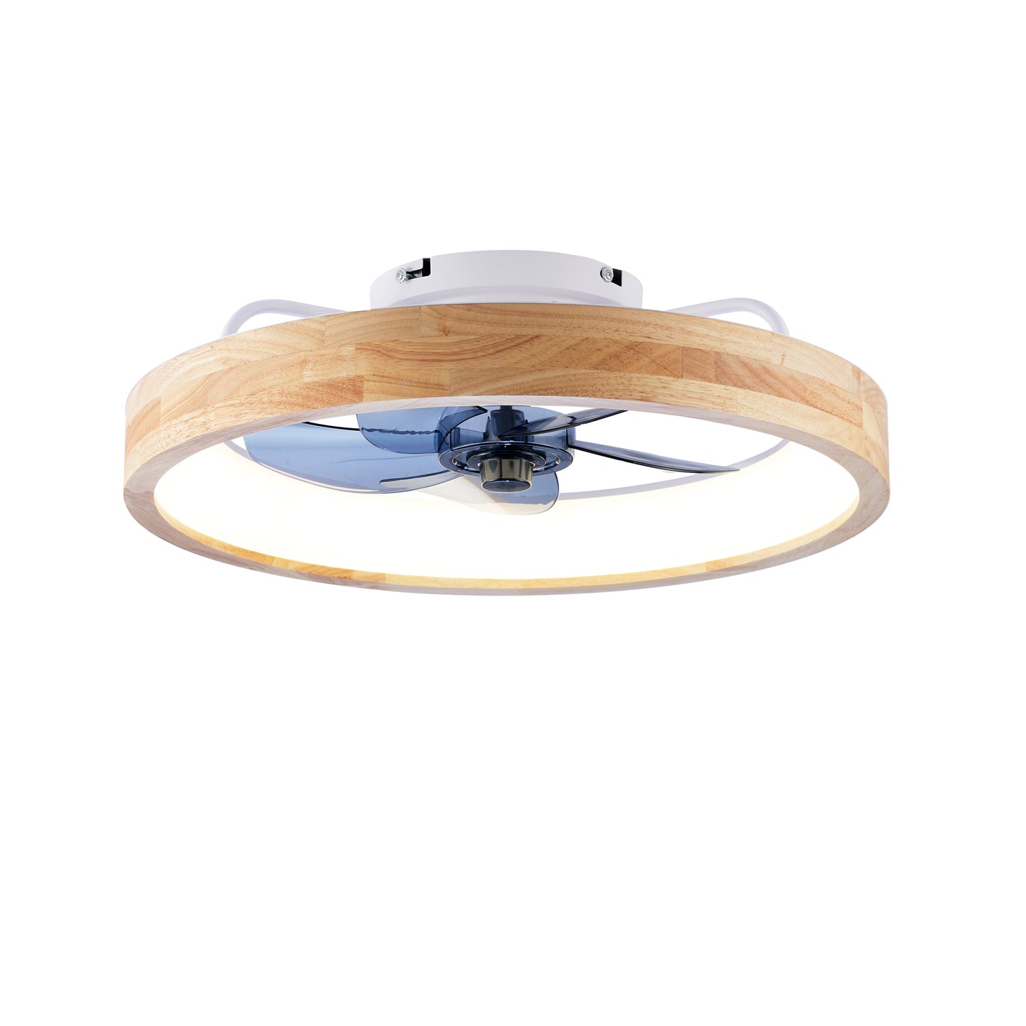 20" Wood & White Flush Mount Ceiling Fan with Dimmable LED - view 22