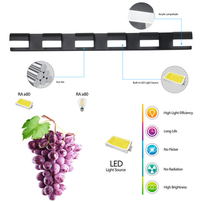 6-Light Black LED Vanity Wall Light - view 9