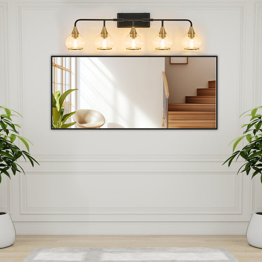 40" 5-Light Black & Gold Vanity Wall Light with Clear Glass - view 2