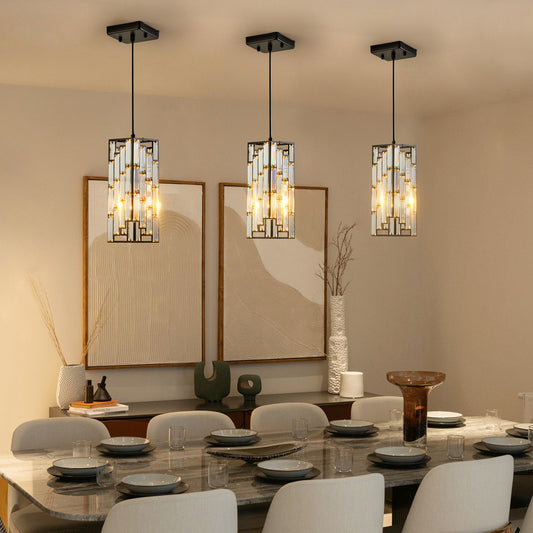 4" Black Crystal Pendant Light, Set of 3