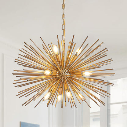 Gold Iron 12-Light Chandelier