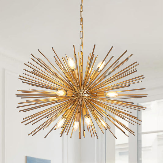 Gold Iron 12-Light Chandelier