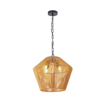 17" Boho Hemp Rope Pendant Light, Natural Finish - view 10
