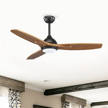 52" Matte Black & Wood Ceiling Fan with Light - view 2