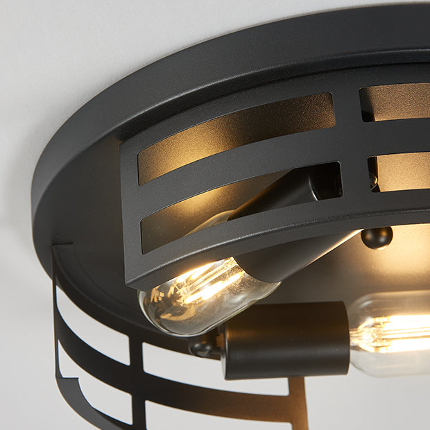 13" 2-Light Black Flush Mount Ceiling Light, Set of 2 - view 5