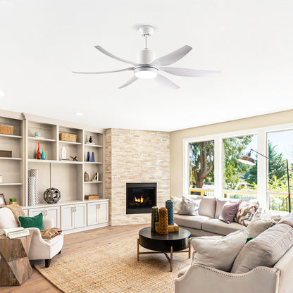 56" White 6-Blade Ceiling Fan with Remote - view 3
