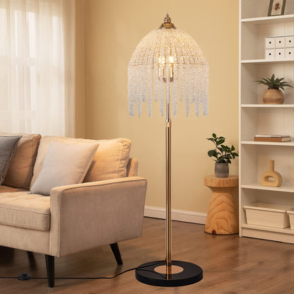 3-Light Gold Waterfall Crystal Floor Lamp - view 5