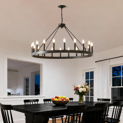 39.4" 20-Light Wagon Wheel Farmhouse Chandelier - view 9