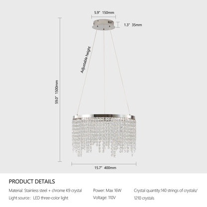 16" Luxury Chrome Crystal LED Chandelier - view 9