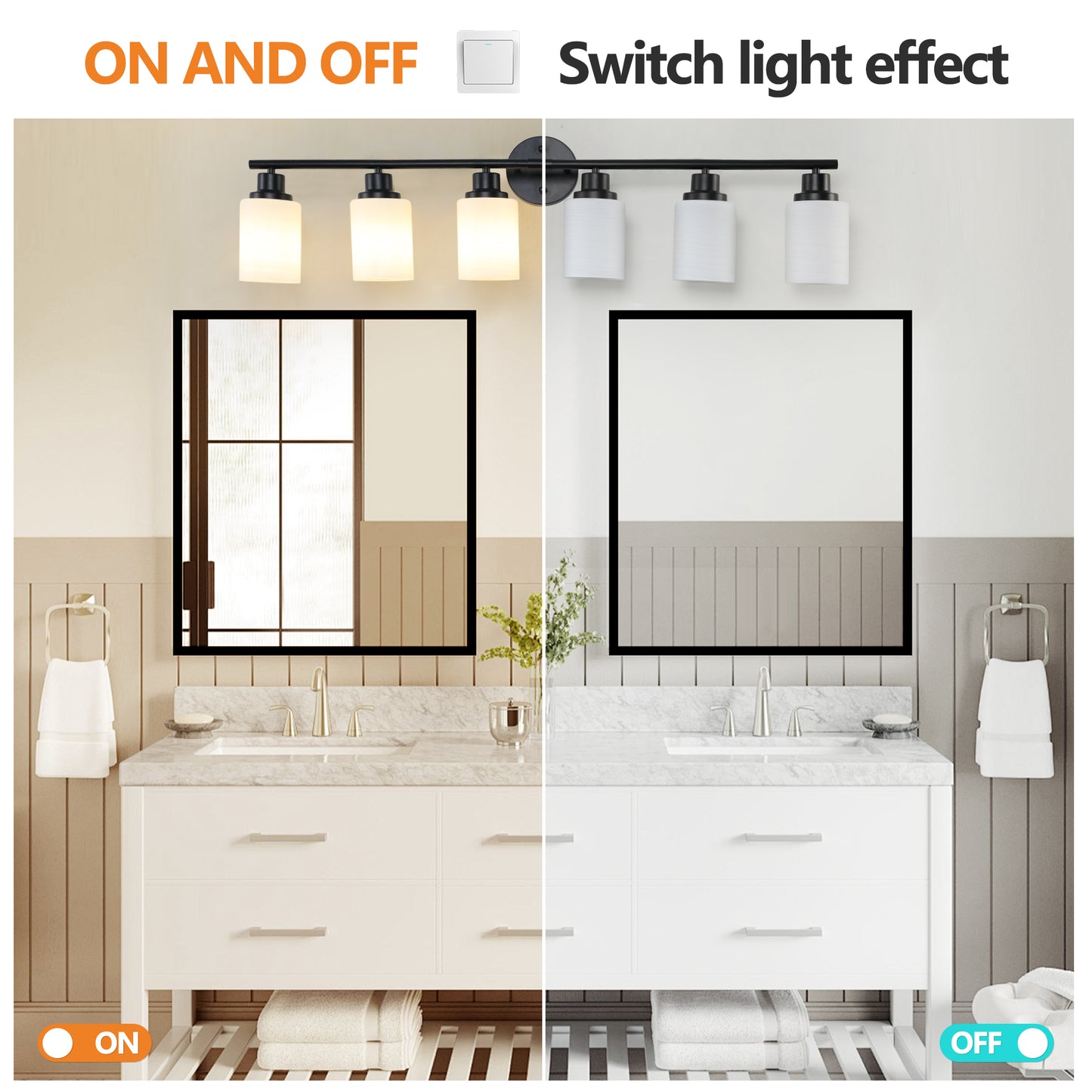 39" 6-Light Black Vanity Light with Frosted Glass - view 6