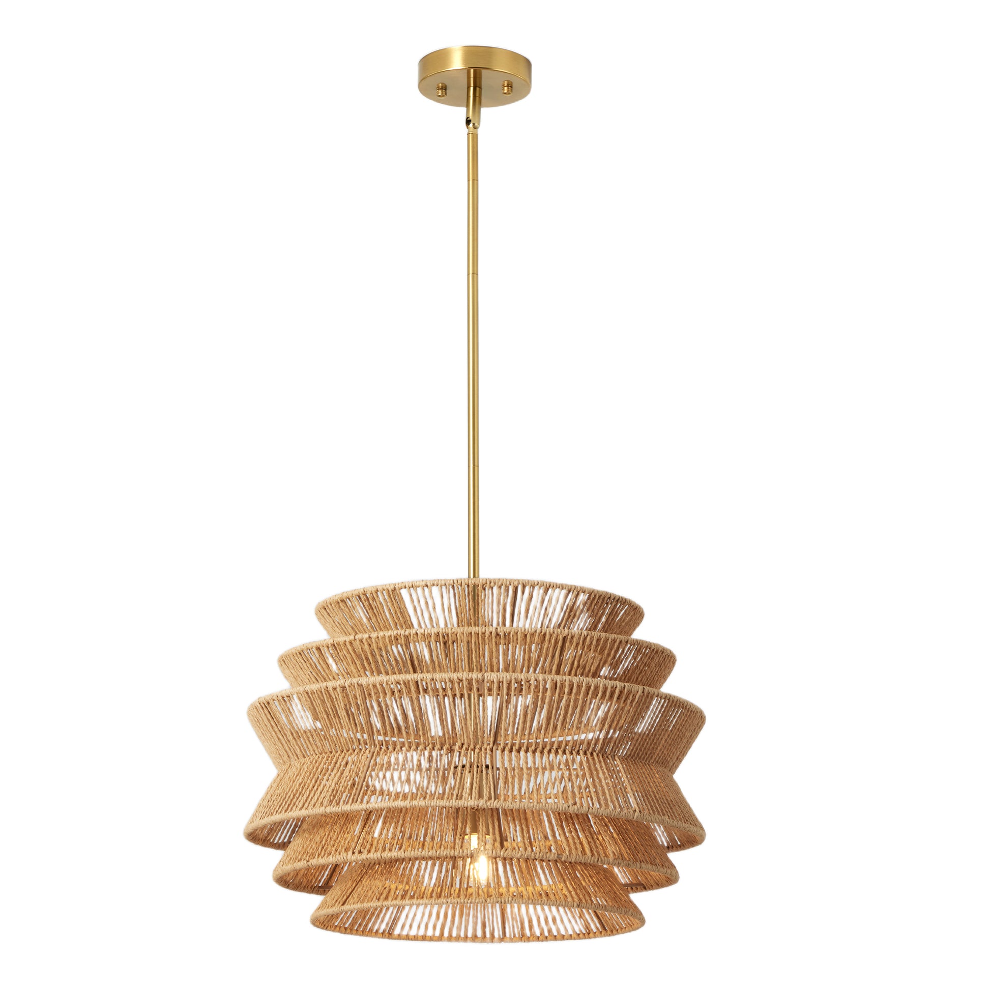 17.3" Hand-Woven Rattan Farmhouse Chandelier - view 9