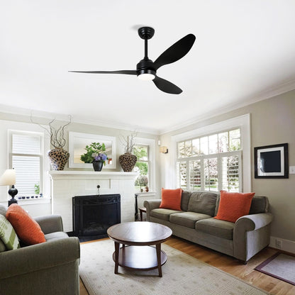 52" Matte Black 3-Blade Ceiling Fan with Light - view 7