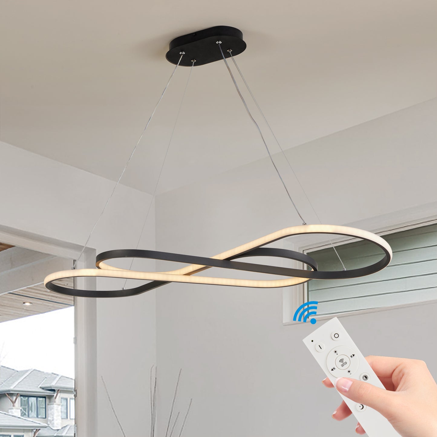 39" Black Infinity LED Pendant Light, Dimmable - view 4