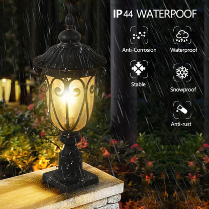 24"H Vintage Black Outdoor Post Light with Bubble Glass - view 5