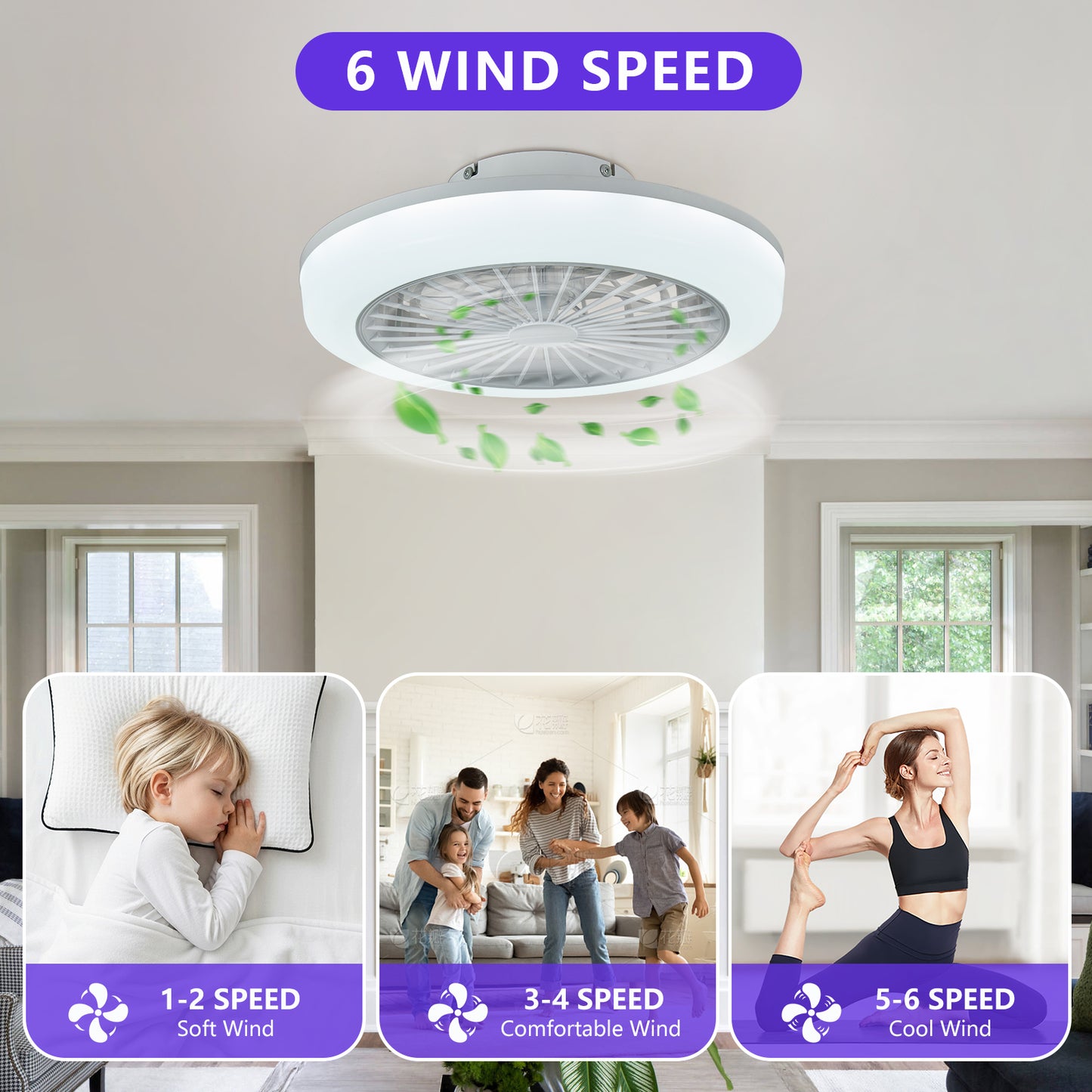 18" White Smart RGB Ceiling Fan with Remote - view 3