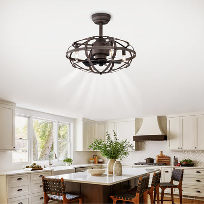 20.63" Rust Red Caged Ceiling Fan with Remote - view 4