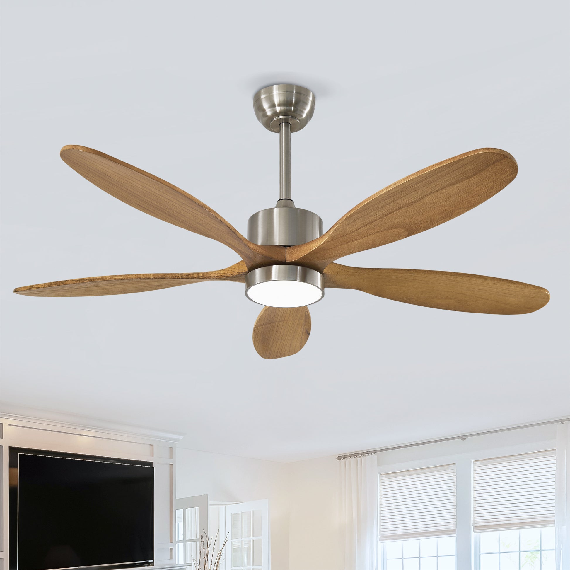52" Nickel Reversible Ceiling Fan with Light - view 2