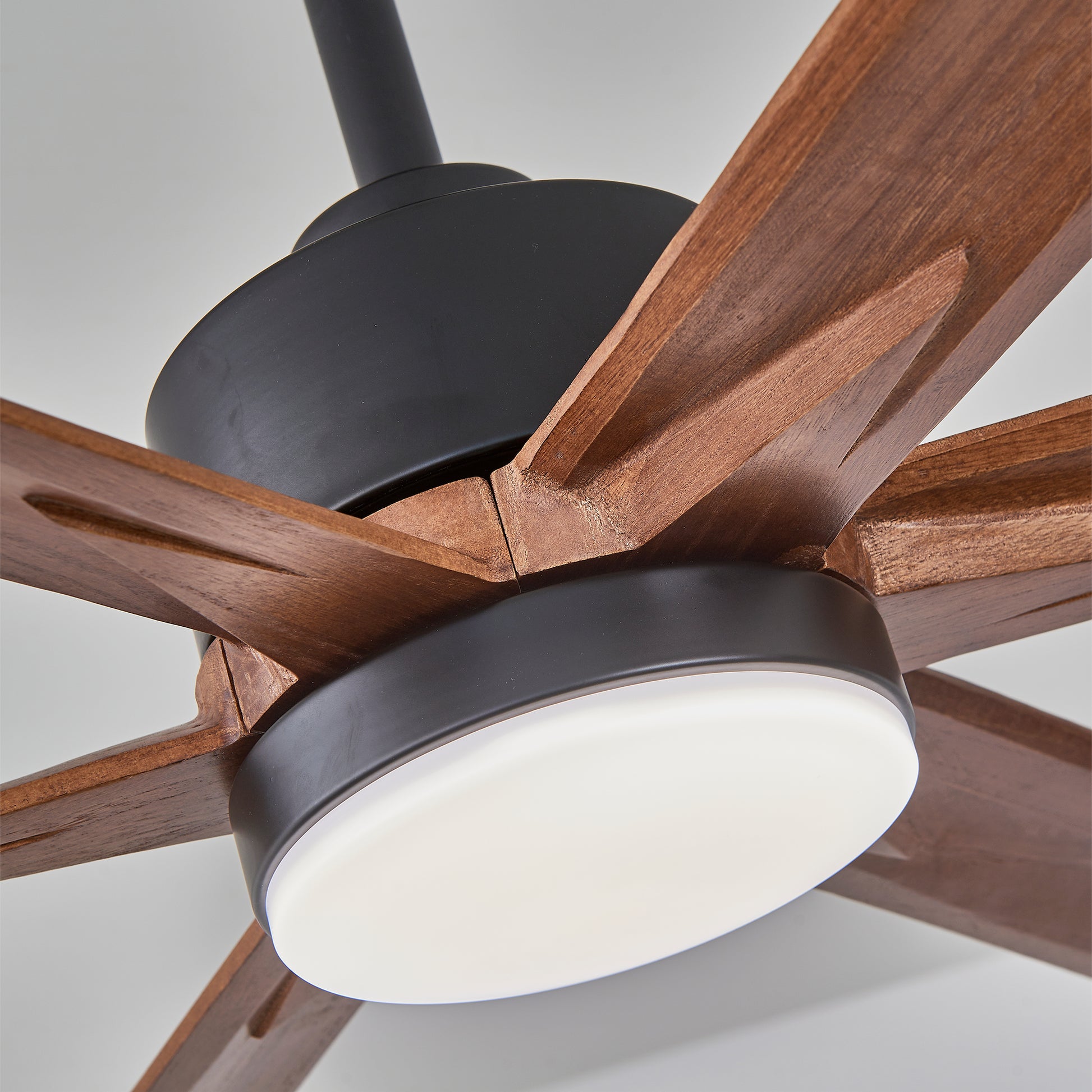 70" Matte Black & Walnut Solid Wood Ceiling Fan - view 18