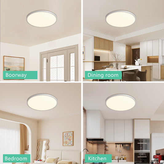 16" White Flush Mount Ceiling Light with Dimmable LED - view 2