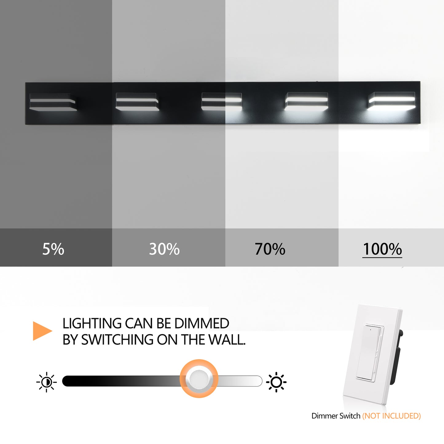 5-Light Black Minimalist LED Vanity Light - view 8
