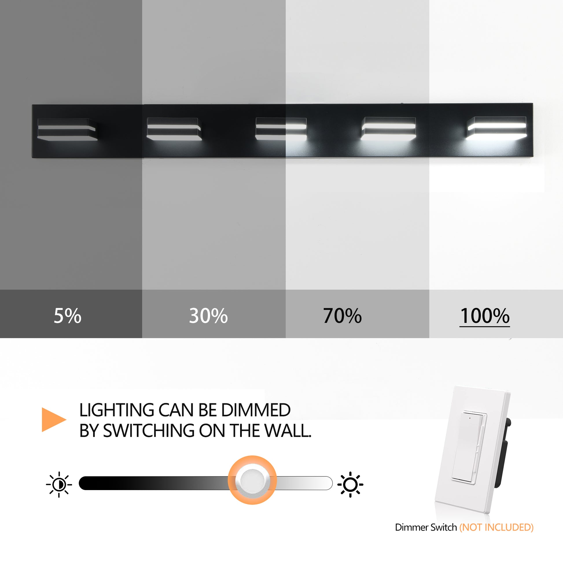 5-Light Black Minimalist LED Vanity Light - view 8