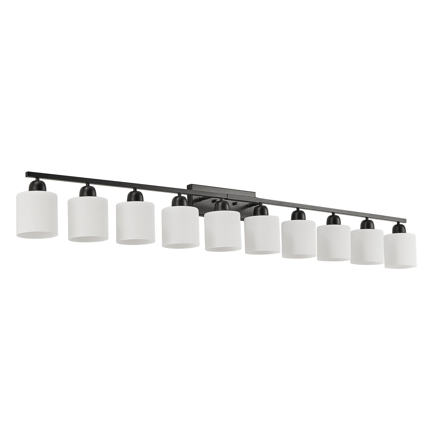 65.4" 10-Light Black Vanity Wall Light with White Glass - view 10