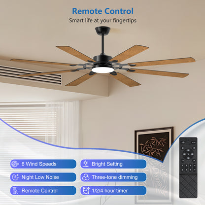 72" Black 8-Blade Indoor Outdoor Ceiling Fan - view 2