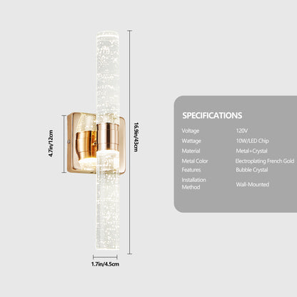 2-Light Gold Bubble Crystal Wall Light, 17"H - view 8