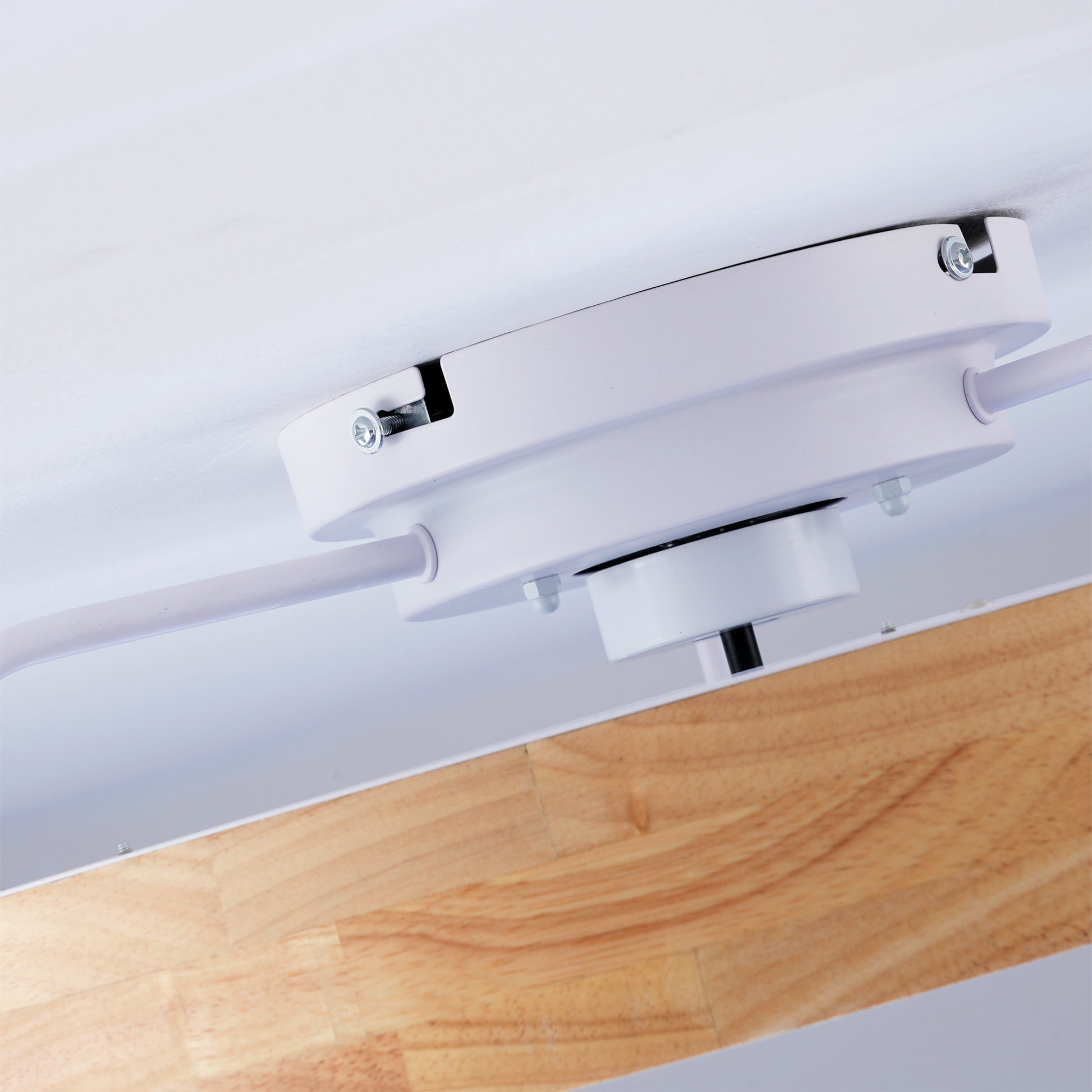 20" Wood & White Flush Mount Ceiling Fan with Dimmable LED - view 17