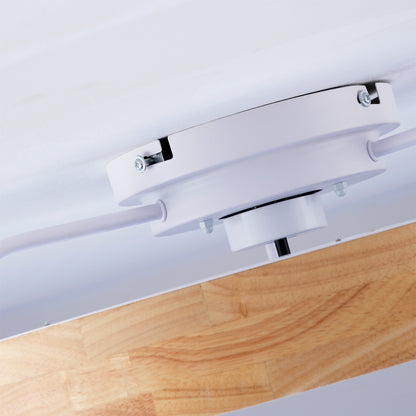 20" Wood & White Flush Mount Ceiling Fan with Dimmable LED - view 17