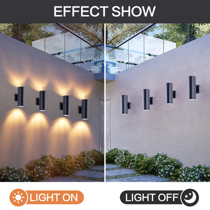 12" Matte Black Cylinder Outdoor Wall Light, 4-Pack - view 6