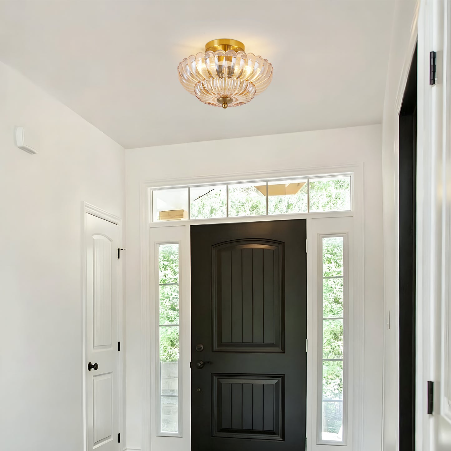 11.8" 3-Light Amber Flower Glass Semi Flush Ceiling Light - view 3