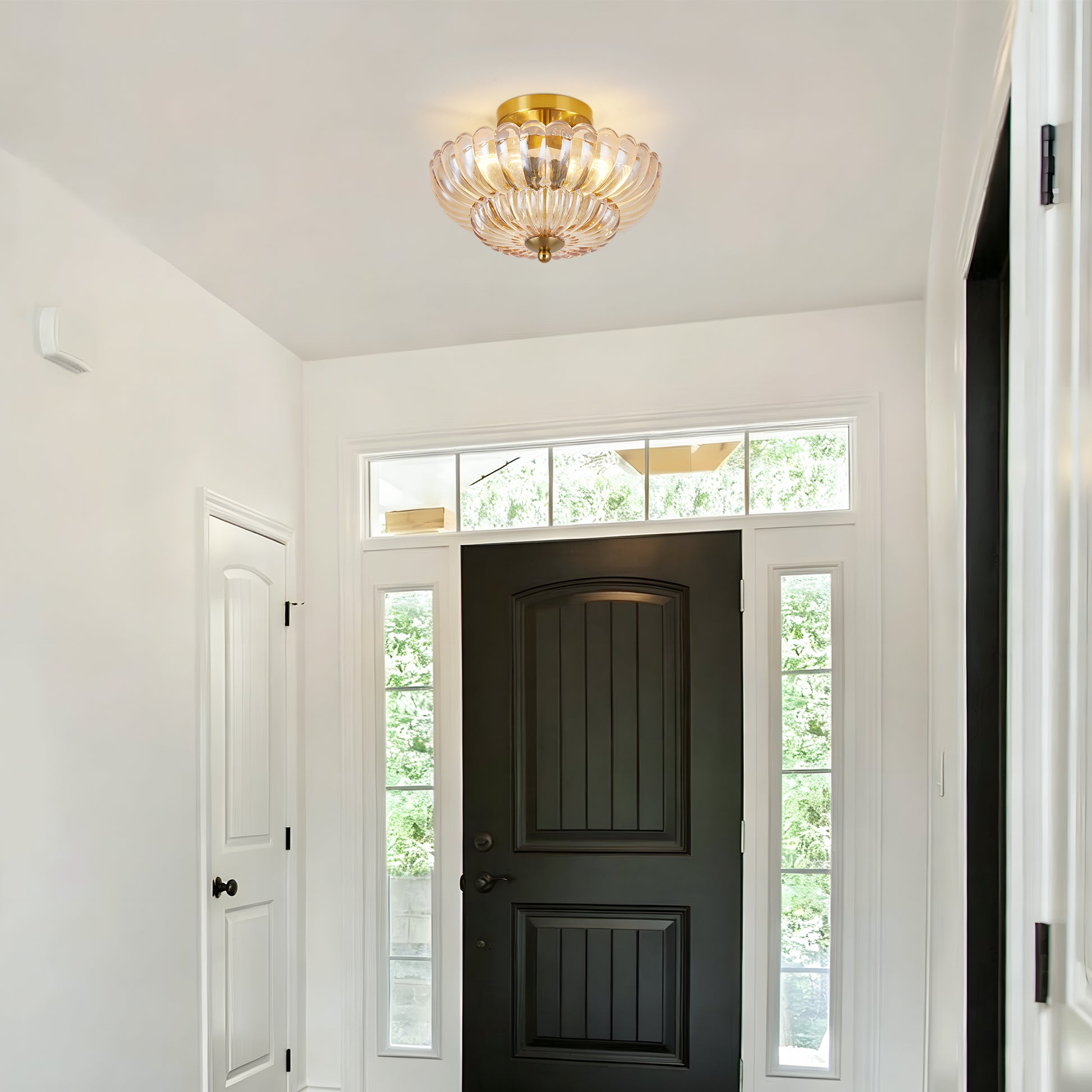 11.8" 3-Light Amber Flower Glass Semi Flush Ceiling Light - view 3