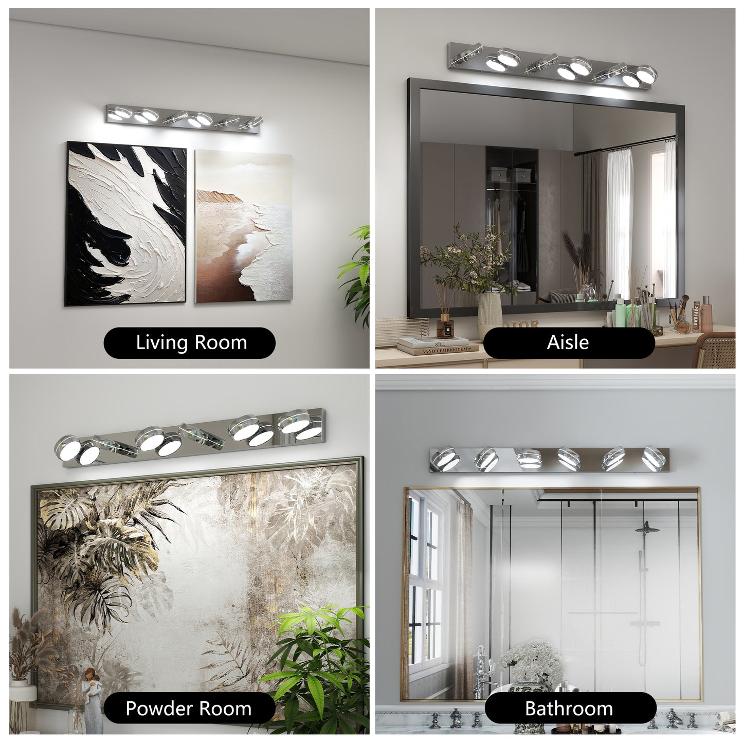 43" Modern 6-Light Chrome LED Vanity Light - view 5