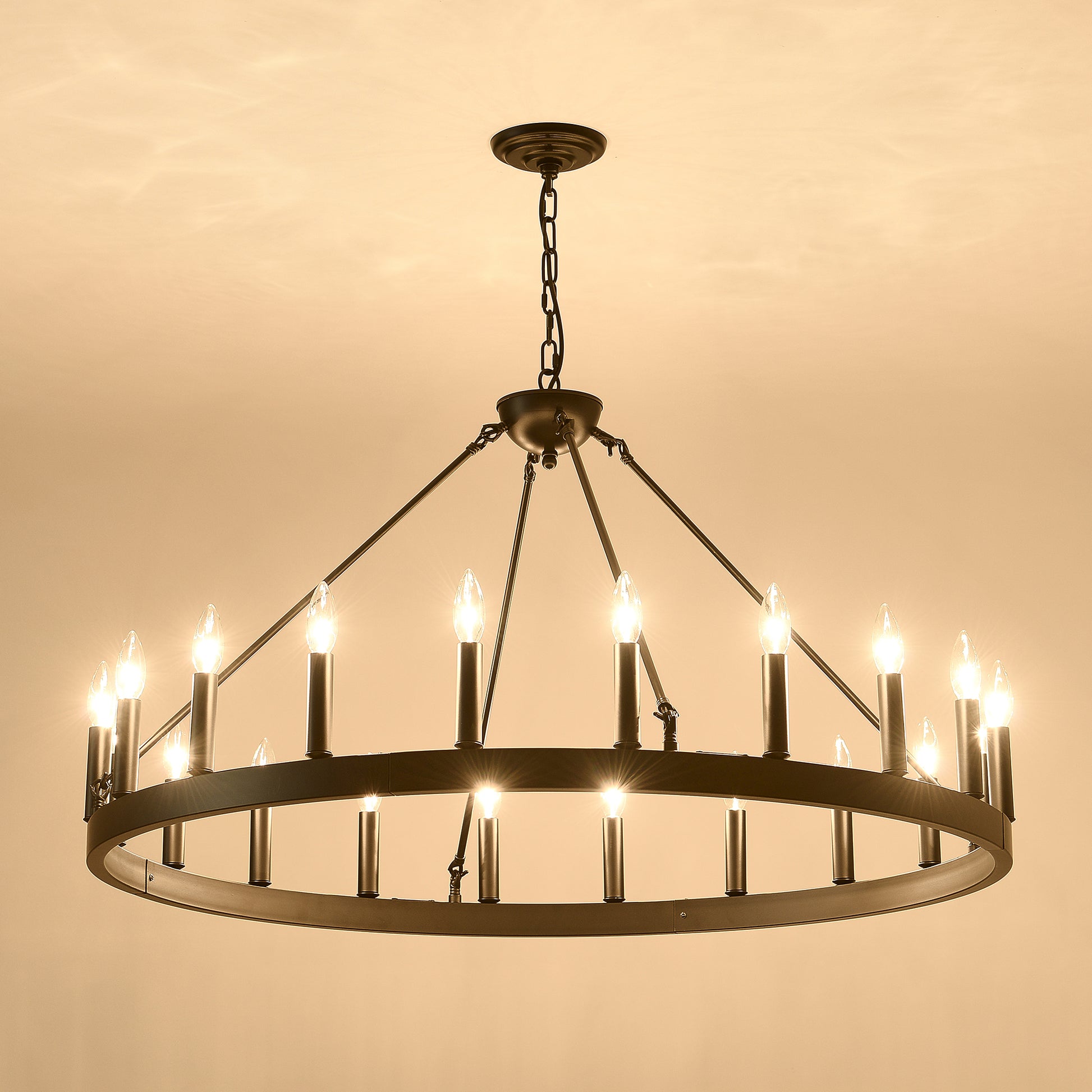 39.4" 20-Light Wagon Wheel Farmhouse Chandelier - view 12