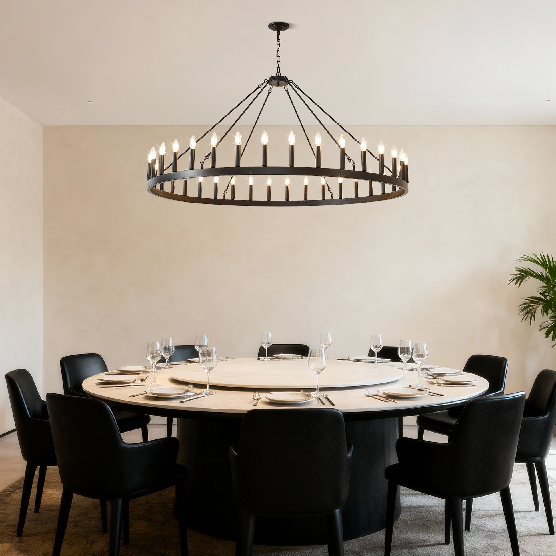 59" Wagon Wheel Farmhouse Chandelier, 36-Light - view 5
