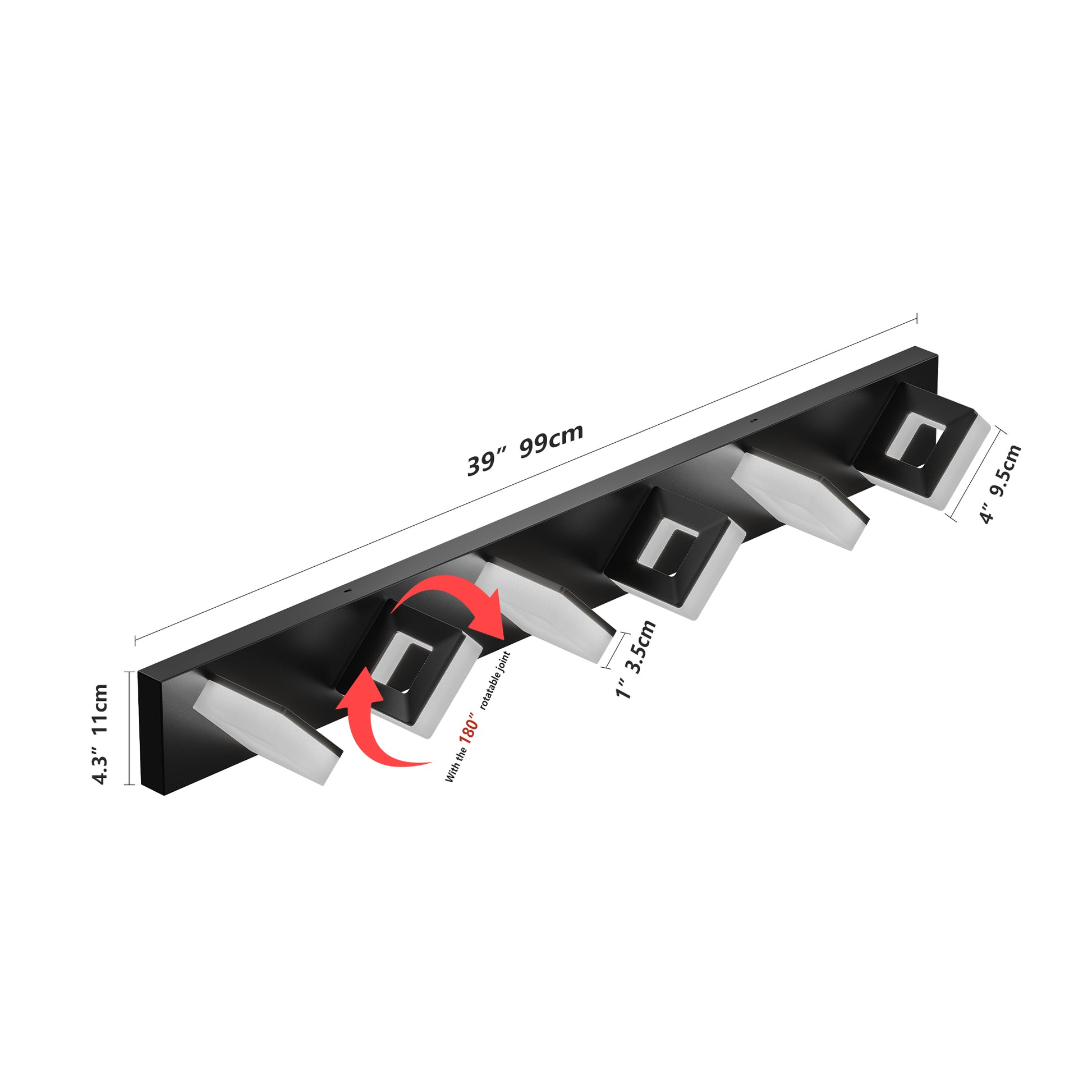 39" 6-Light Matte Black LED Acrylic Vanity Light - view 7