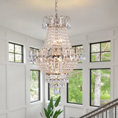 Large Contemporary Gold Crystal Chandelier - view 2