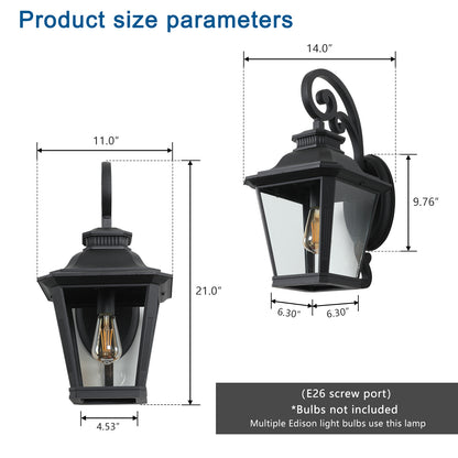 21"H Black Vintage Scroll Outdoor Wall Lantern - view 8