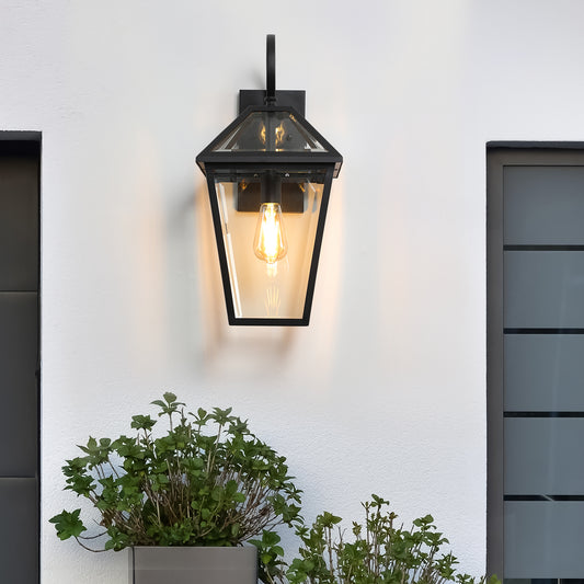21"H Black Metal Outdoor Wall Lantern with Clear Glass - view 2