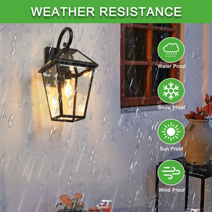 21"H Black Metal Outdoor Wall Lantern with Clear Glass - view 6