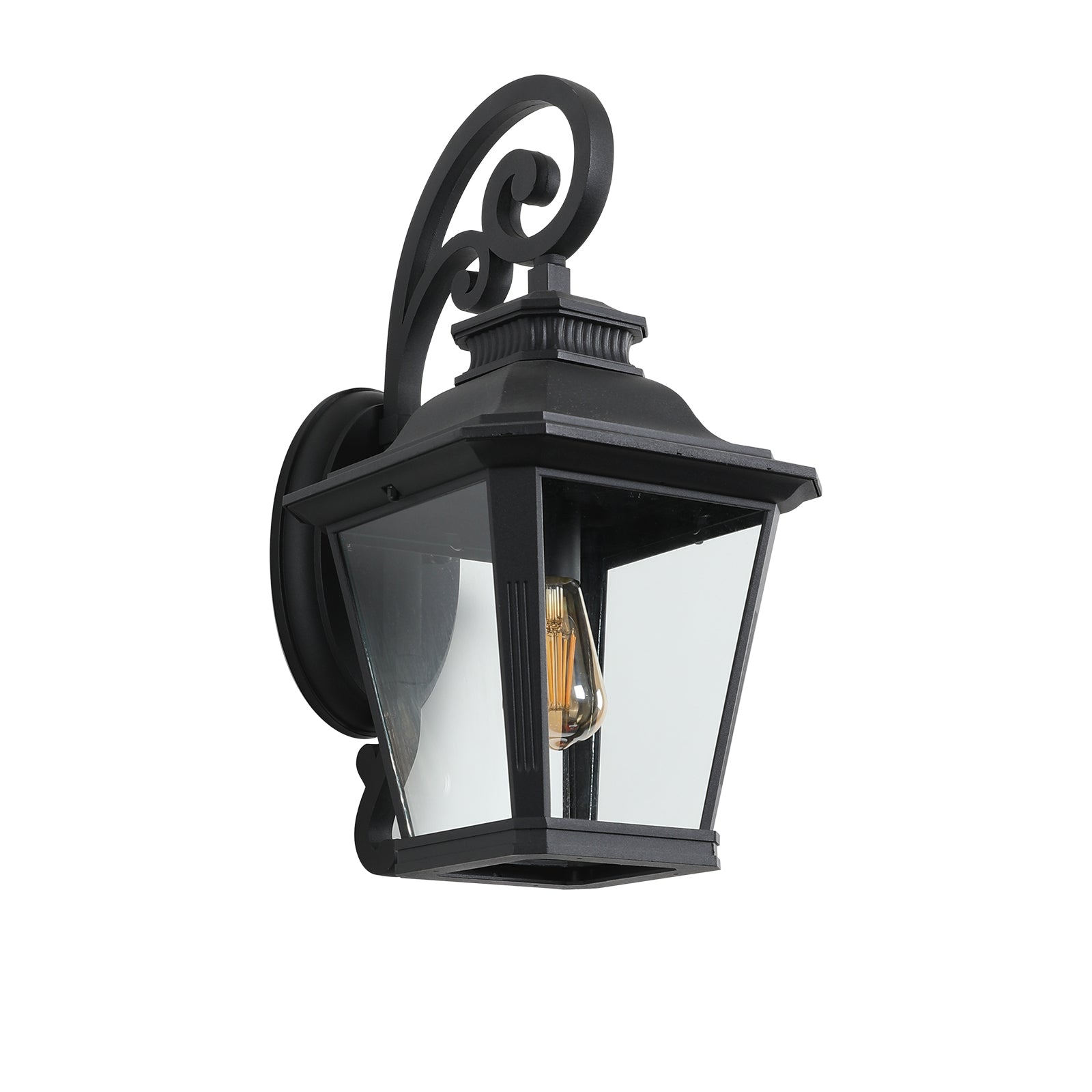 21"H Black Vintage Scroll Outdoor Wall Lantern - view 10