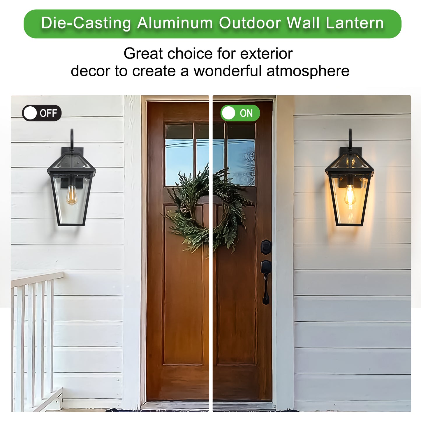 21"H Black Metal Outdoor Wall Lantern with Clear Glass - view 5