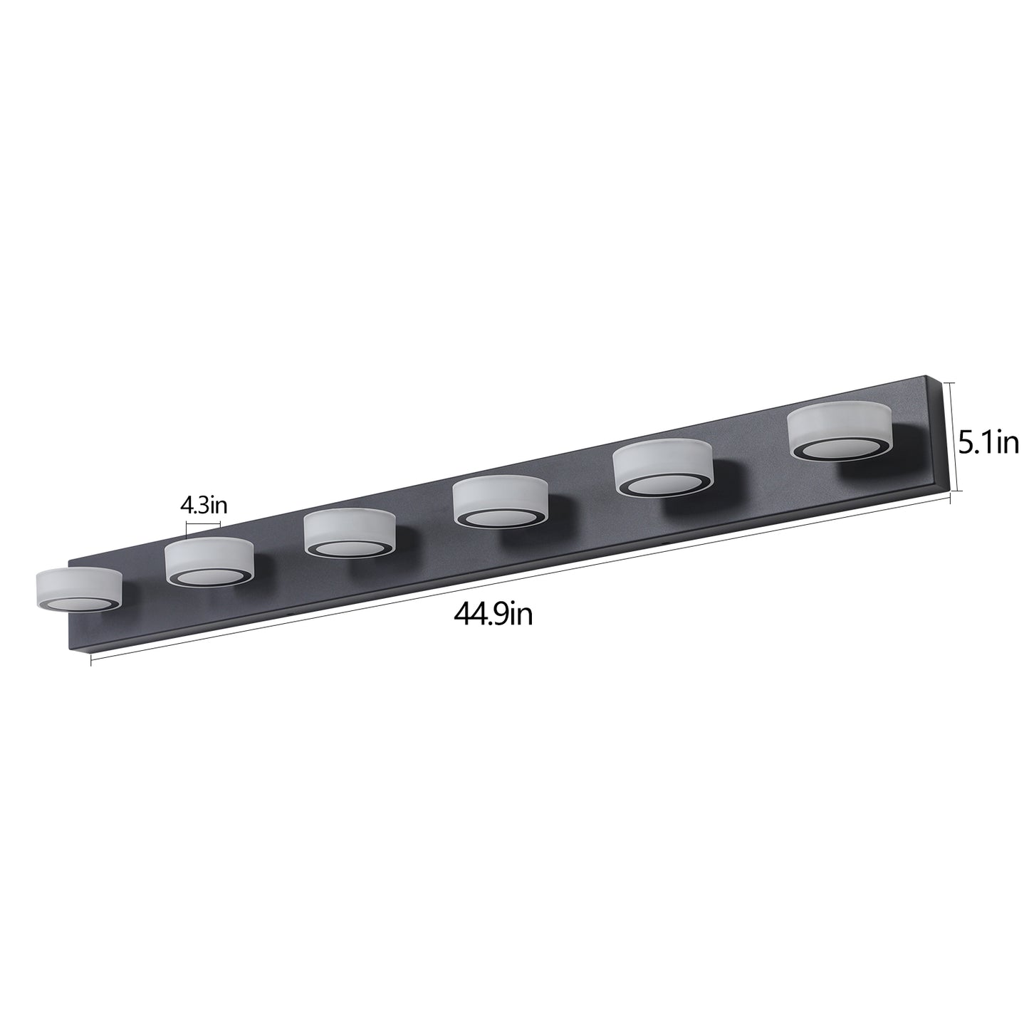 45" 6-Light Sleek Black LED Vanity Light - view 9