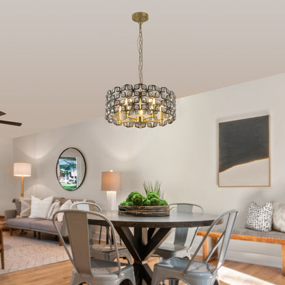 19" Black & Gold Geometric Crystal Chandelier, 5-Light - view 4