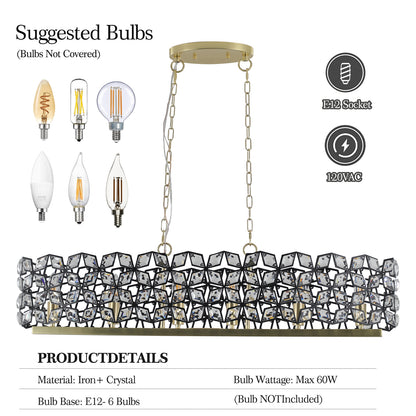 39" Black & Gold Geometric Crystal Chandelier - view 10