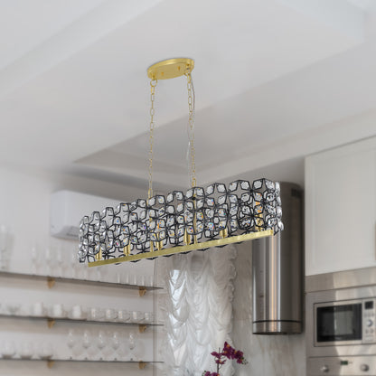 39" Black & Gold Geometric Crystal Chandelier - view 7